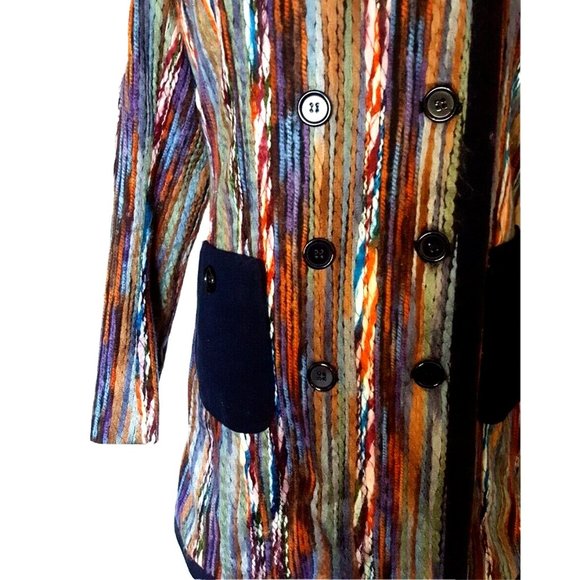 Moon Collection multi-color 'yarn' woven coat jacket striped M - Picture 3 of 11